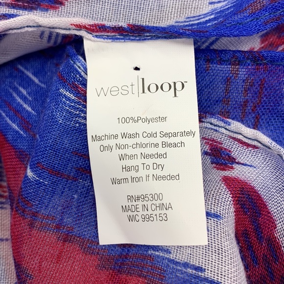 West Loop red white blue sheer scarf wrap - Picture 3 of 4